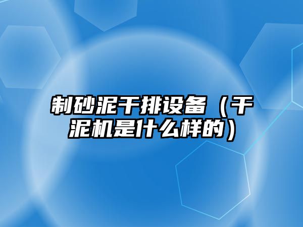 制砂泥干排設備（干泥機是什么樣的）