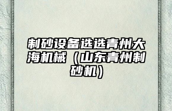 制砂設備選選青州大海機械（山東青州制砂機）