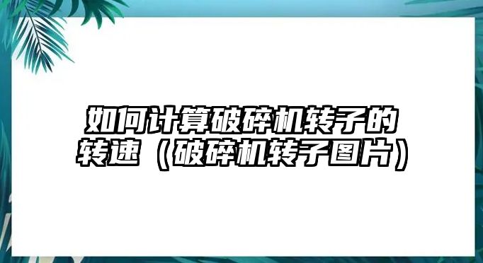 如何計算破碎機轉子的轉速（破碎機轉子圖片）