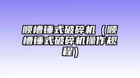 順槽錘式破碎機（順槽錘式破碎機操作規程）