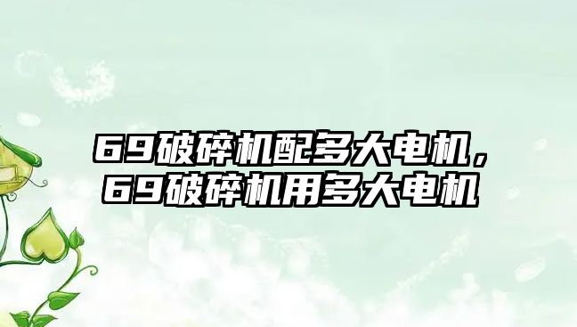 69破碎機配多大電機，69破碎機用多大電機