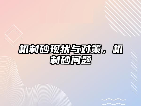 機制砂現狀與對策，機制砂問題