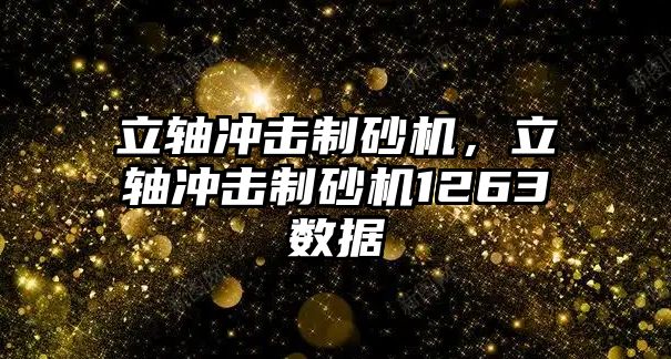 立軸沖擊制砂機，立軸沖擊制砂機1263數據