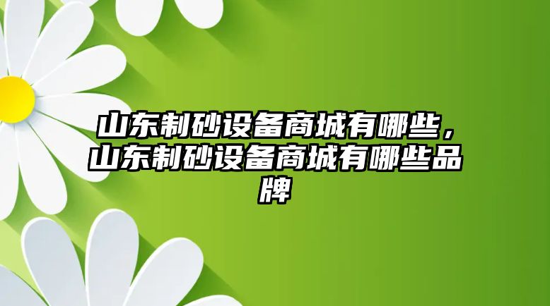 山東制砂設備商城有哪些，山東制砂設備商城有哪些品牌