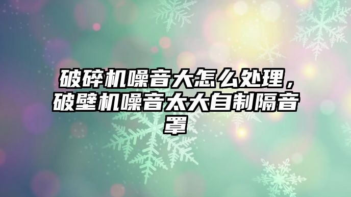 破碎機噪音大怎么處理，破壁機噪音太大自制隔音罩