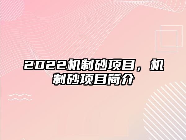 2022機制砂項目，機制砂項目簡介