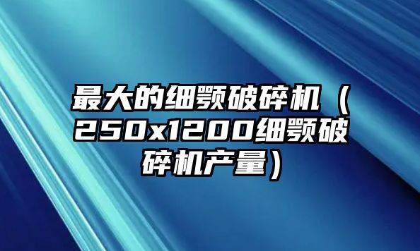 最大的細顎破碎機（250x1200細顎破碎機產量）