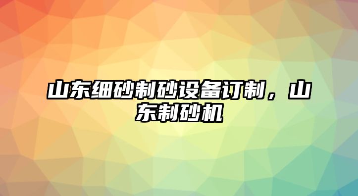 山東細砂制砂設備訂制，山東制砂機