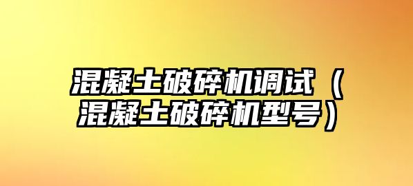 混凝土破碎機調試（混凝土破碎機型號）