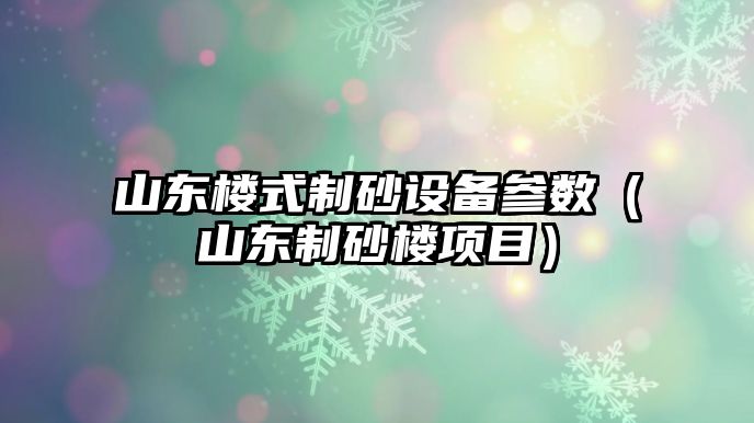 山東樓式制砂設備參數（山東制砂樓項目）