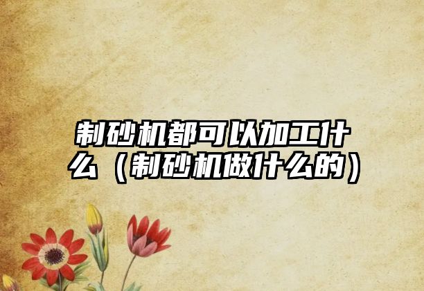 制砂機都可以加工什么（制砂機做什么的）