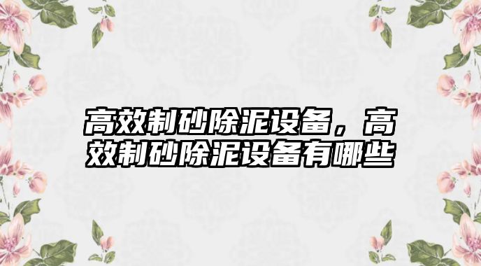 高效制砂除泥設(shè)備，高效制砂除泥設(shè)備有哪些