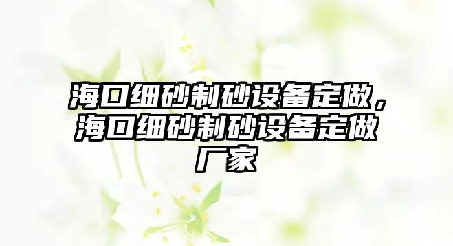 海口細砂制砂設備定做，海口細砂制砂設備定做廠家