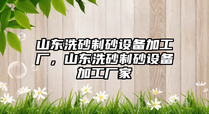 山東洗砂制砂設備加工廠，山東洗砂制砂設備加工廠家