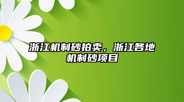 浙江機制砂拍賣，浙江各地機制砂項目