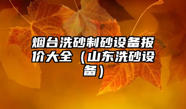 煙臺洗砂制砂設備報價大全（山東洗砂設備）