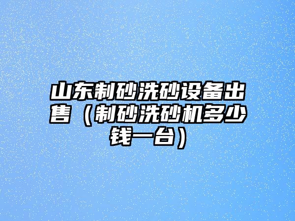 山東制砂洗砂設備出售（制砂洗砂機多少錢一臺）