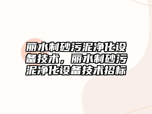 麗水制砂污泥凈化設備技術，麗水制砂污泥凈化設備技術招標