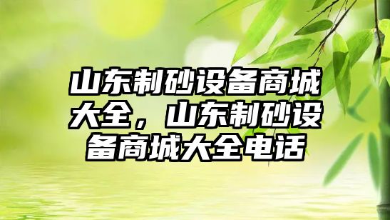 山東制砂設備商城大全，山東制砂設備商城大全電話