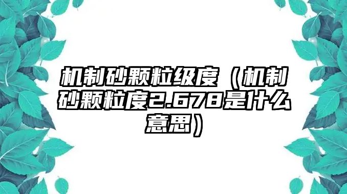 機制砂顆粒級度（機制砂顆粒度2.678是什么意思）