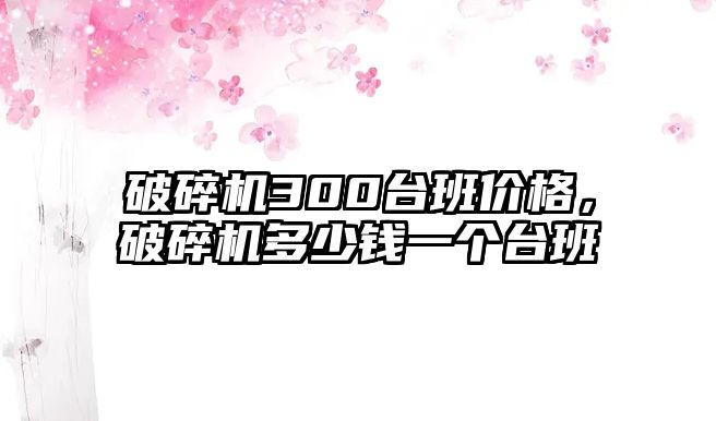 破碎機300臺班價格，破碎機多少錢一個臺班