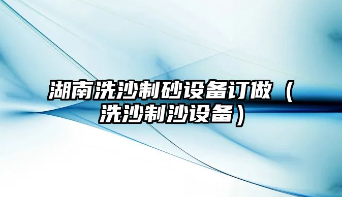 湖南洗沙制砂設備訂做（洗沙制沙設備）