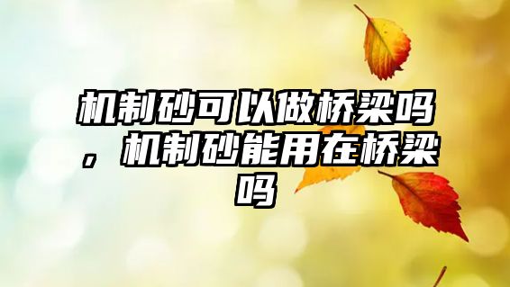 機制砂可以做橋梁嗎，機制砂能用在橋梁嗎