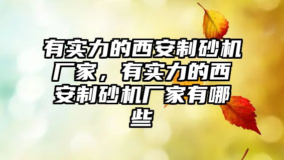 有實力的西安制砂機廠家，有實力的西安制砂機廠家有哪些