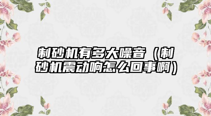 制砂機有多大噪音（制砂機震動響怎么回事啊）