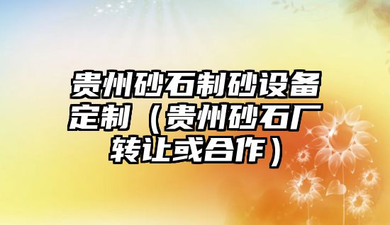 貴州砂石制砂設備定制（貴州砂石廠轉讓或合作）