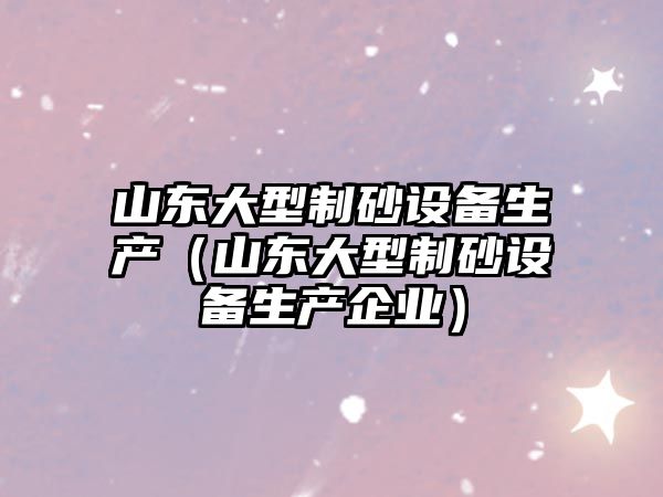 山東大型制砂設備生產（山東大型制砂設備生產企業）