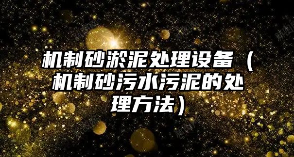 機制砂淤泥處理設備（機制砂污水污泥的處理方法）