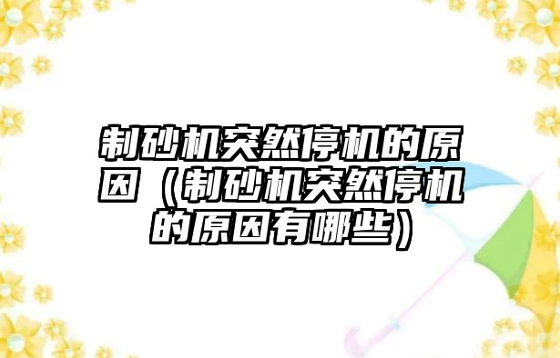 制砂機突然停機的原因（制砂機突然停機的原因有哪些）