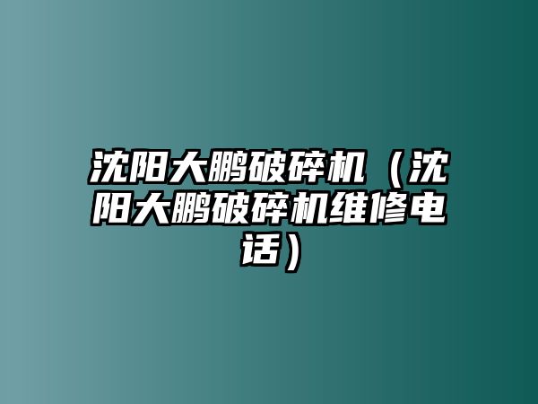 沈陽(yáng)大鵬破碎機(jī)（沈陽(yáng)大鵬破碎機(jī)維修電話）