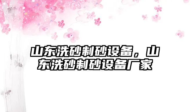 山東洗砂制砂設備，山東洗砂制砂設備廠家