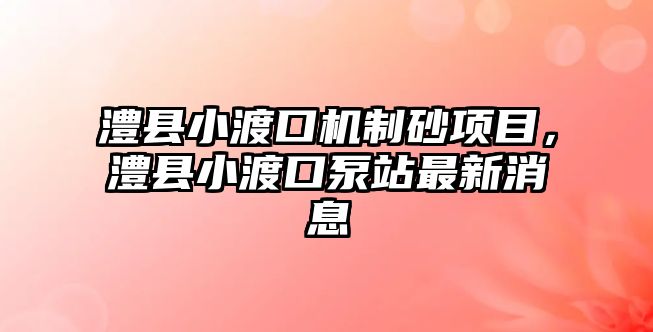 澧縣小渡口機(jī)制砂項(xiàng)目，澧縣小渡口泵站最新消息