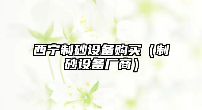 西寧制砂設(shè)備購(gòu)買（制砂設(shè)備廠商）