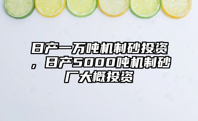 日產一萬噸機制砂投資，日產5000噸機制砂廠大概投資