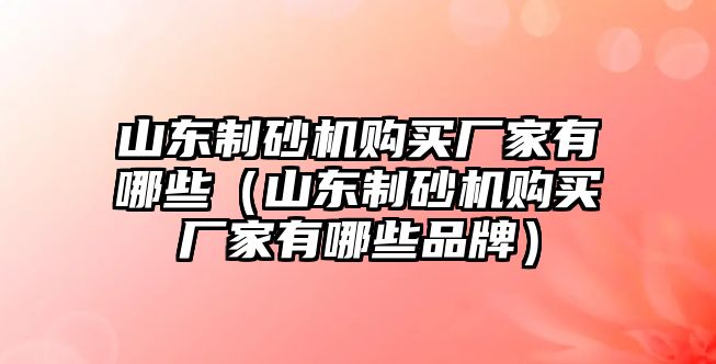 山東制砂機(jī)購(gòu)買(mǎi)廠家有哪些（山東制砂機(jī)購(gòu)買(mǎi)廠家有哪些品牌）