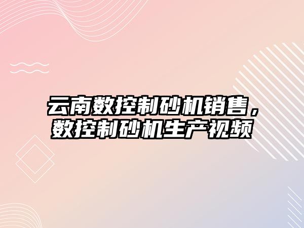 云南數控制砂機銷售，數控制砂機生產視頻