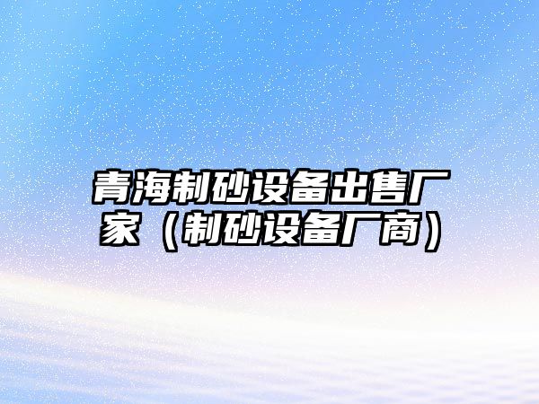 青海制砂設備出售廠家（制砂設備廠商）