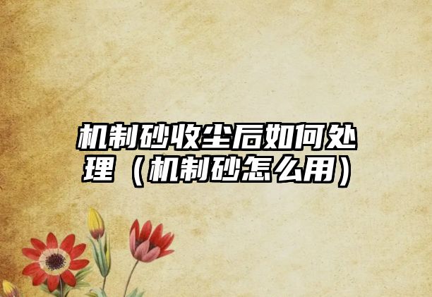 機制砂收塵后如何處理（機制砂怎么用）