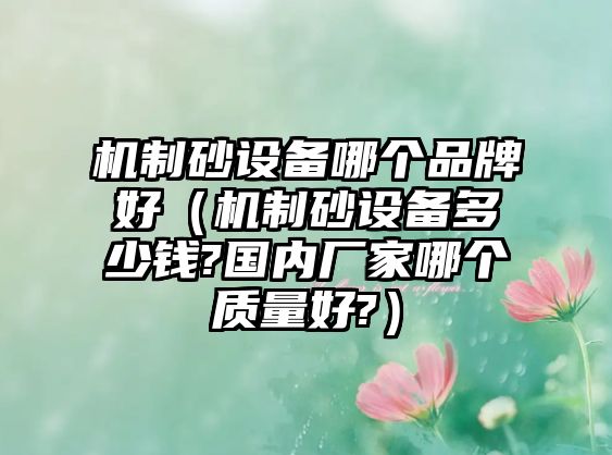 機制砂設備哪個品牌好（機制砂設備多少錢?國內廠家哪個質量好?）