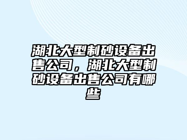 湖北大型制砂設備出售公司，湖北大型制砂設備出售公司有哪些