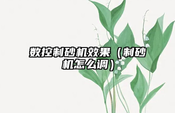 數(shù)控制砂機效果（制砂機怎么調(diào)）