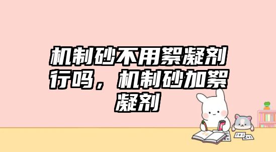 機制砂不用絮凝劑行嗎，機制砂加絮凝劑