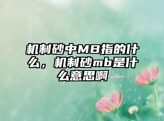 機制砂中MB指的什么，機制砂mb是什么意思啊