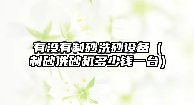 有沒有制砂洗砂設備（制砂洗砂機多少錢一臺）