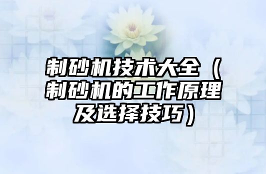 制砂機技術大全（制砂機的工作原理及選擇技巧）