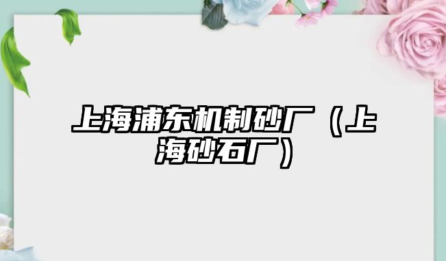 上海浦東機制砂廠（上海砂石廠）